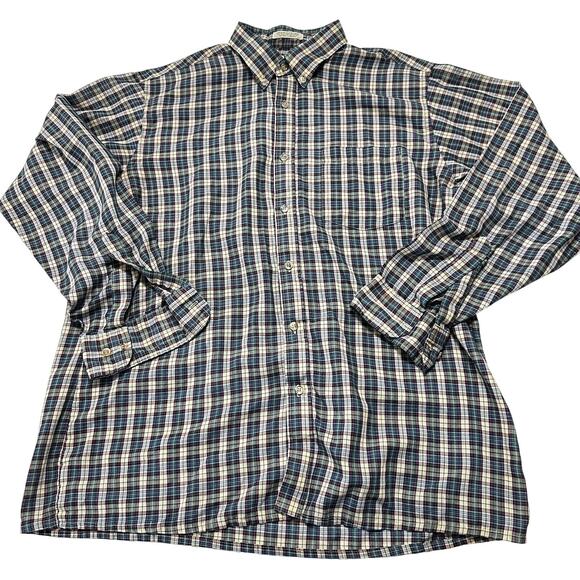 Vintage The Fox JC Penney Size L Green Red Plaid Button Up Shirt Tailored USA - Picture 1 of 6